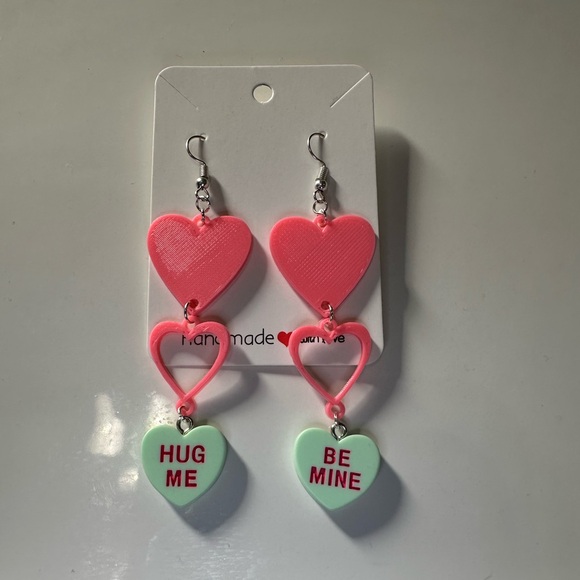 Handmade Triple Heart Shaped Candy Dangle Earring NEW - Picture 2 of 5